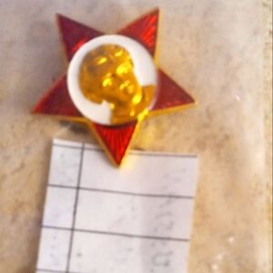 Red Star Russia school Enamel Pin with Gold Portrait